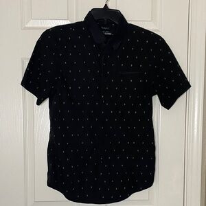 Men's Black Patterned Shirt Slim